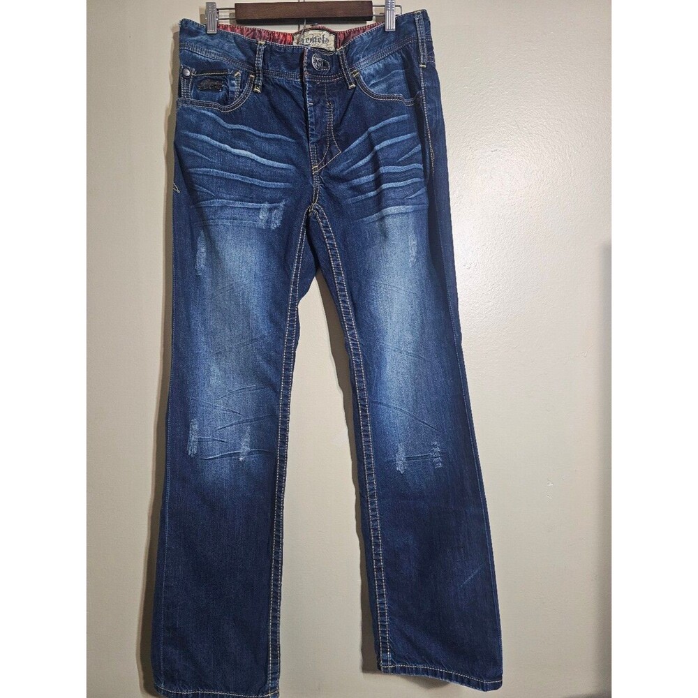 Remetee Rampart Mens 34x34 Straight Distressed Jeans Dark Wash Y2K Denim